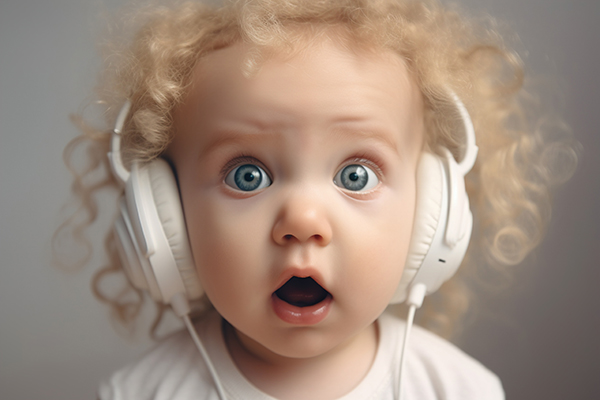 Kleinkind mit Kopfhörer